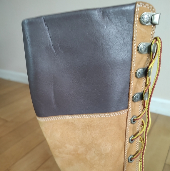 Timberland Women's Tan Lace-Up Construction Style Knee High Boots - Picture 8 of 14